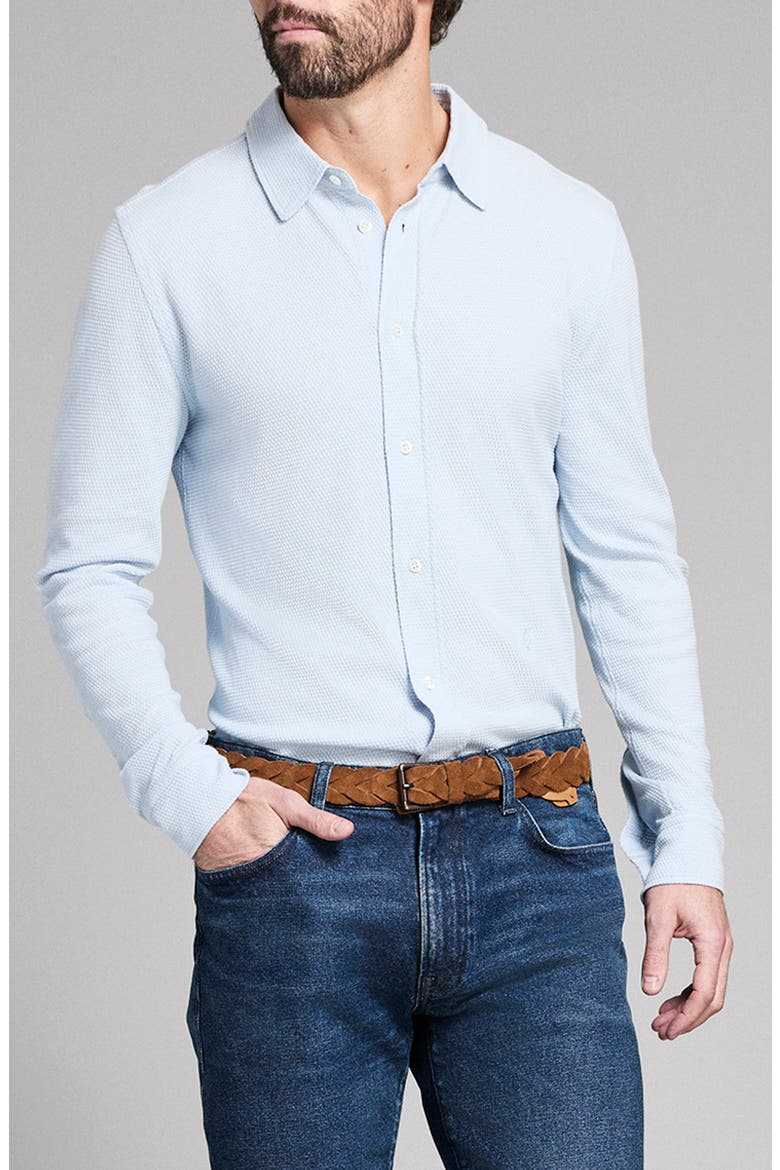Textured Cotton Button-Up Shirt, Main, color, AIR BLUE