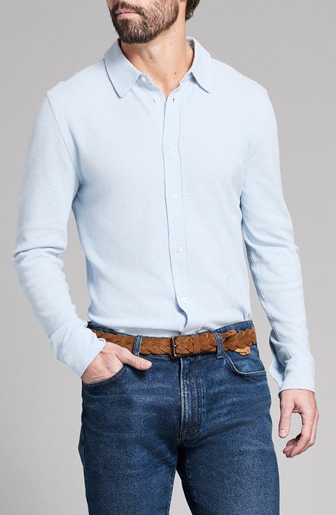 Textured Cotton Button-Up Shirt