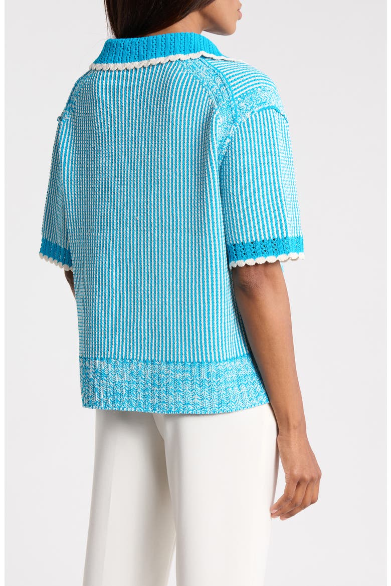 Textured Short Sleeve Polo, Alternate, color, OCEAN-WHITE