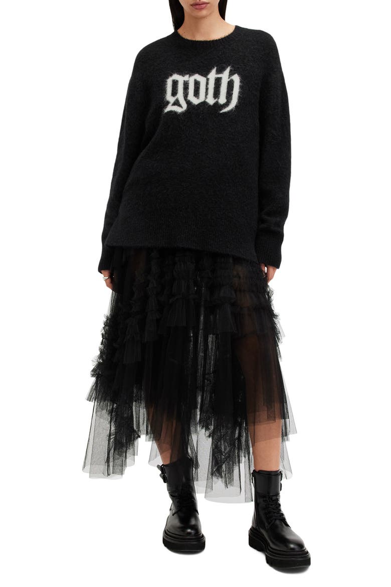 Goth Intarsia Crewneck Sweater, Alternate, color, BLACK