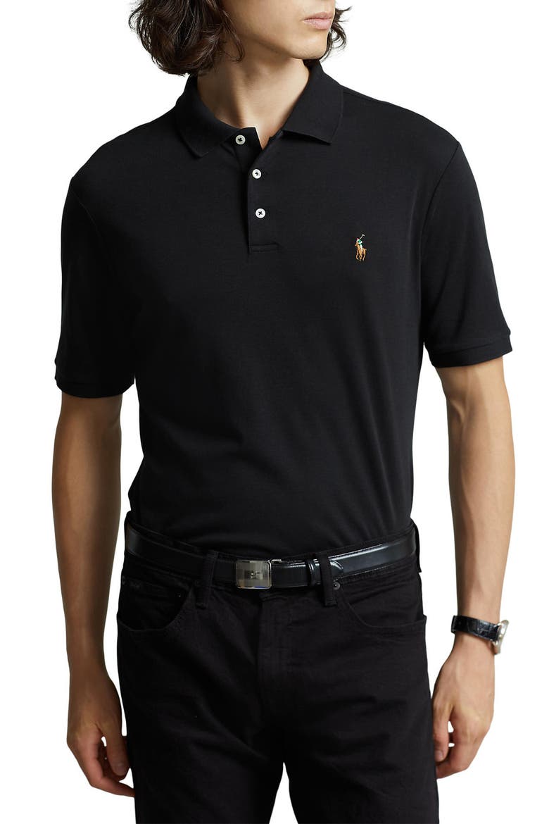 Classic Fit Soft Pima Cotton Polo Shirt, Main, color, POLO BLACK