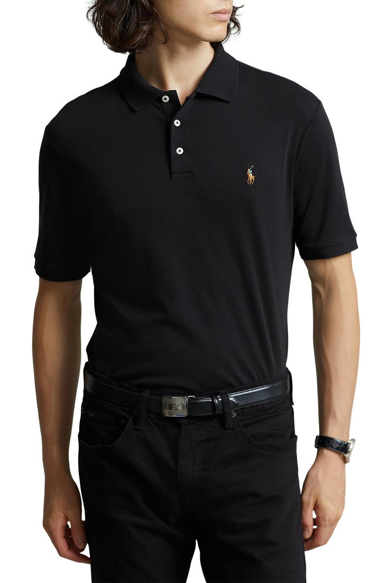 Polo Ralph Lauren Classic Fit Soft Pima Cotton Polo Shirt, Main, color, Polo Black