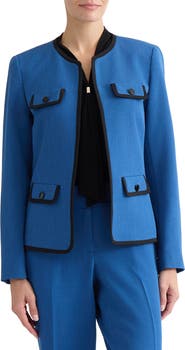 KASPER Framed Open Front Stretch Crepe Jacket