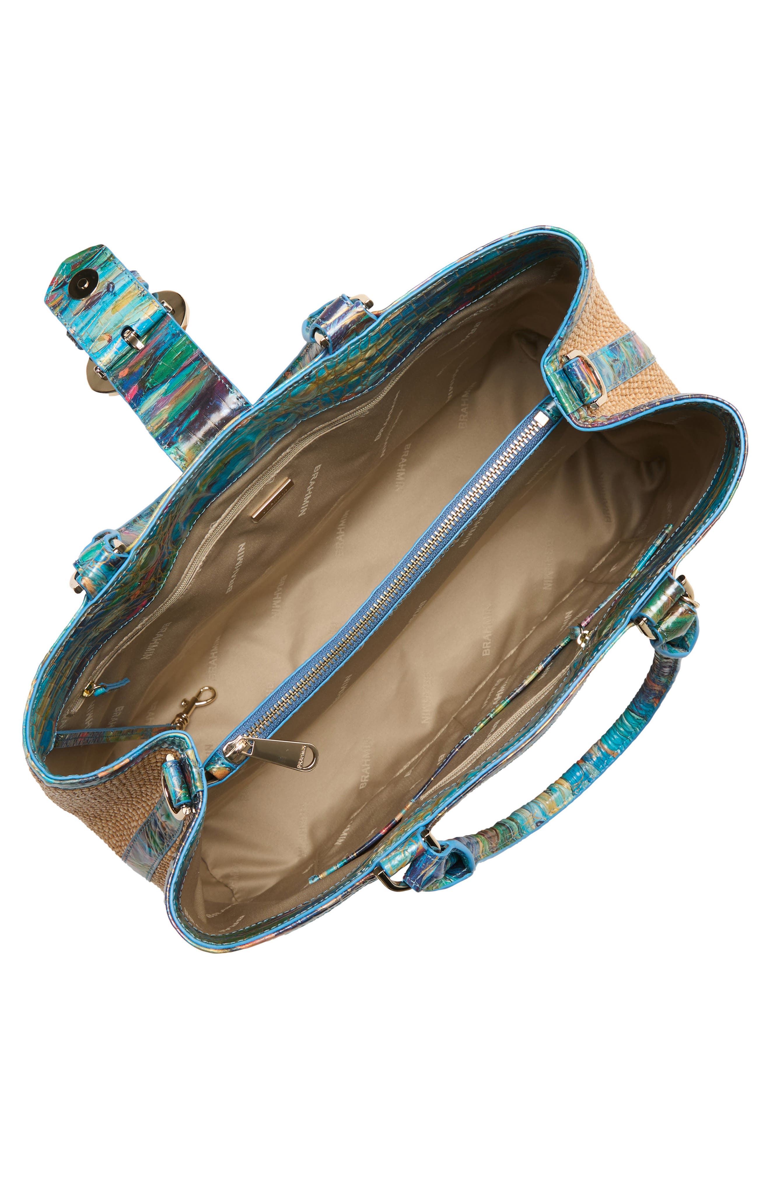 Brahmin Denise Straw Tote, Alternate, color, Waterlily
