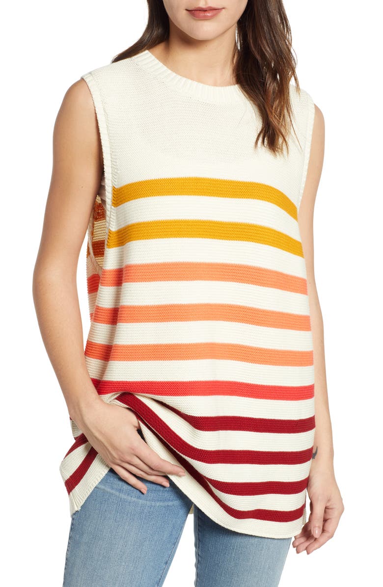 Lucky Brand Ombré Stripe Linen Blend Sweater Shell, Main, color,