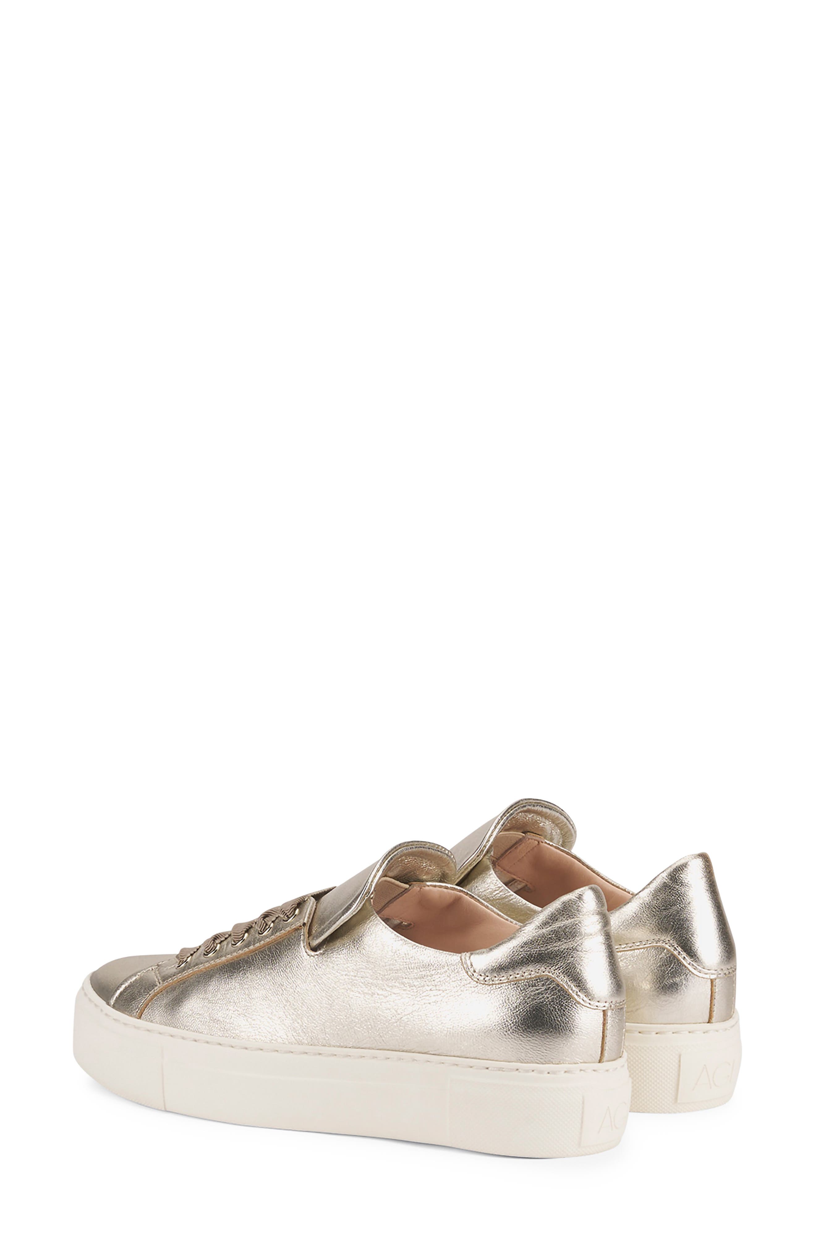 AGL Edda Metallic Leather Sneaker, Alternate, color, Sandy-Milk