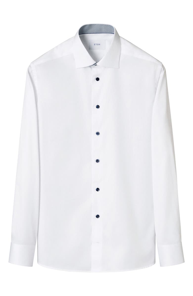 Eton Slim Fit Signature Twill Button-Up Shirt, Main, color, White