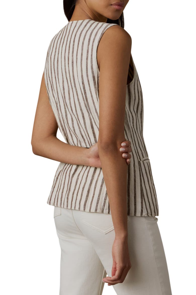 Sun Strider Linen Vest, Alternate, color, COCOA GROVE STRIPE
