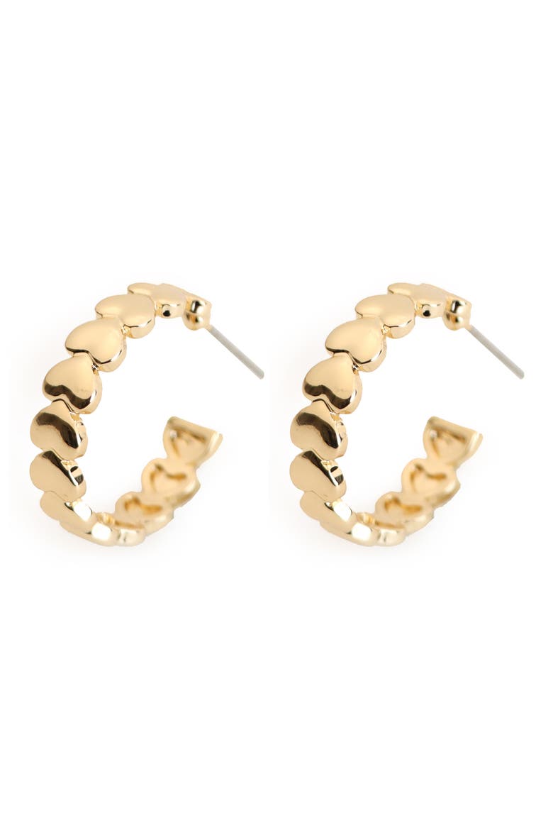 Graduated Heart Hoop Earrings, Main, color, GOLD