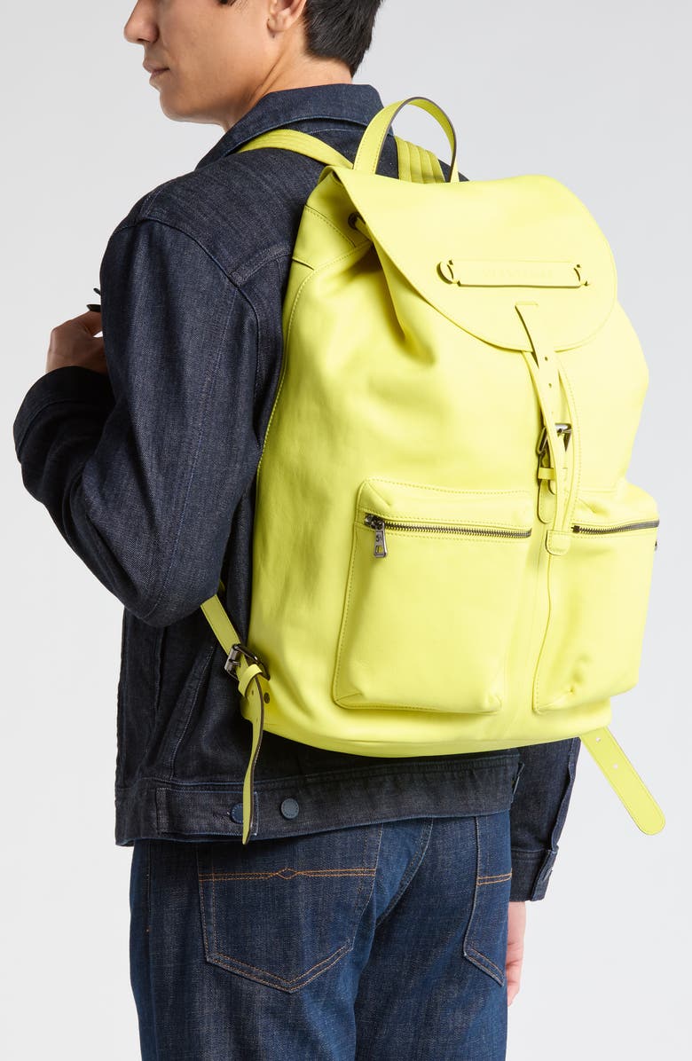 Longchamp 3D Leather Backpack, Alternate, color, Neon