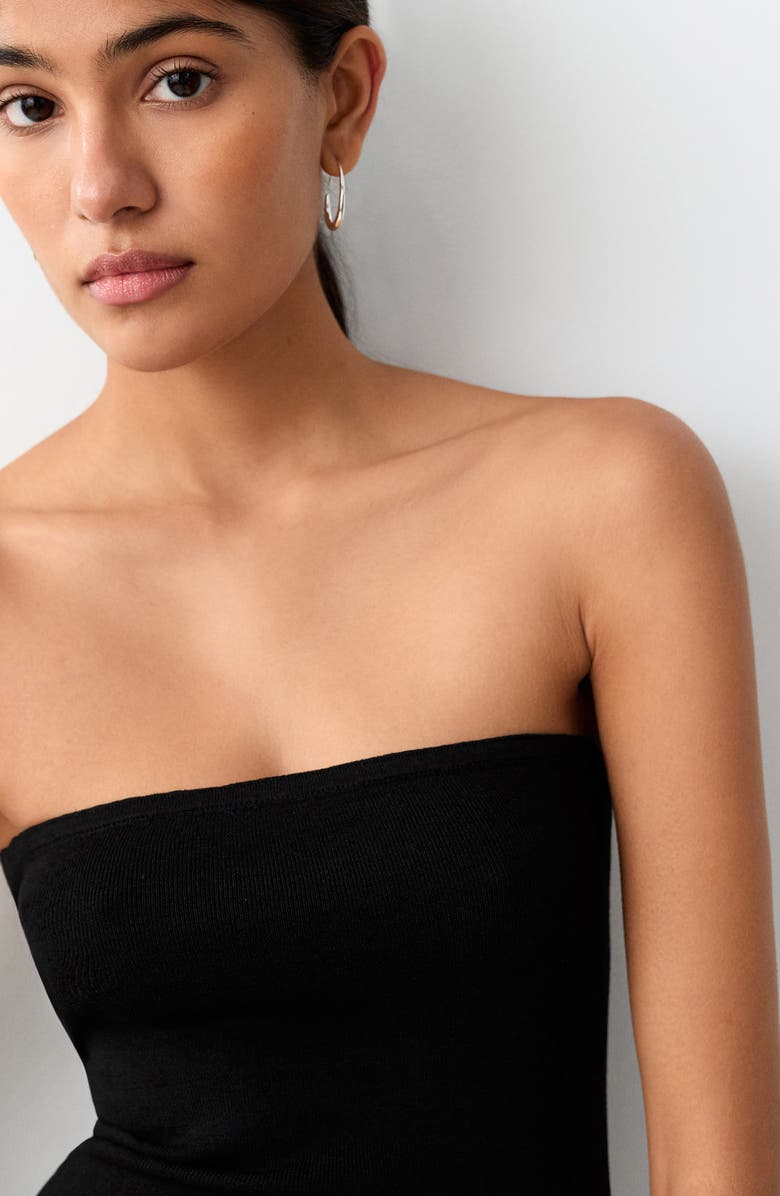 MANGO TEEN Strapless Rib Minidress, Alternate, color, Black