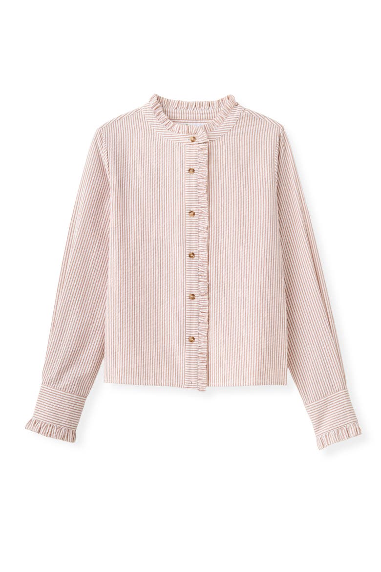 Percy Seersucker Button Up Shirt, Main, color, Tan
