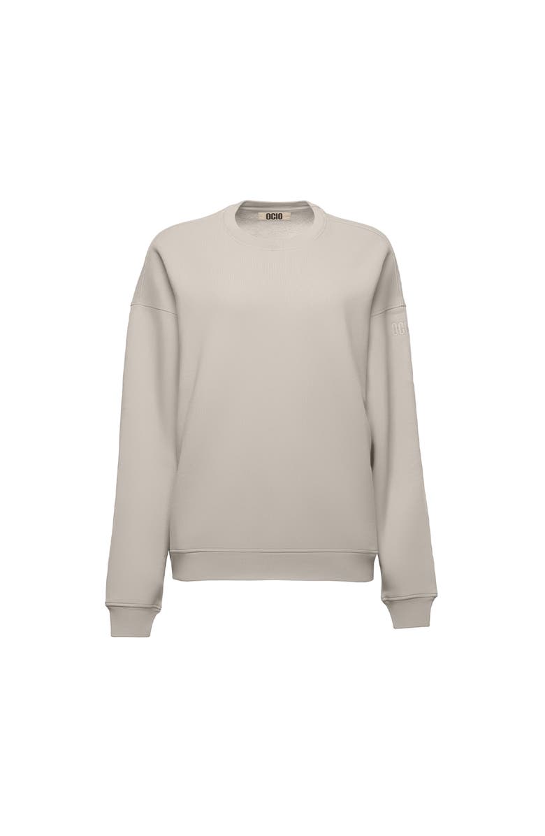 Ocio Women's Organic Cotton Teddy Oversized Crewneck, Alternate, color, Stone