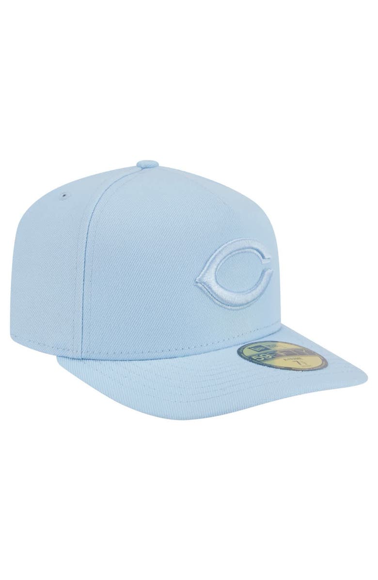 New Era Men's New Era  Light Blue Cincinnati Reds Color Pack A-Frame 59FIFTY Fitted Hat, Alternate, color, 