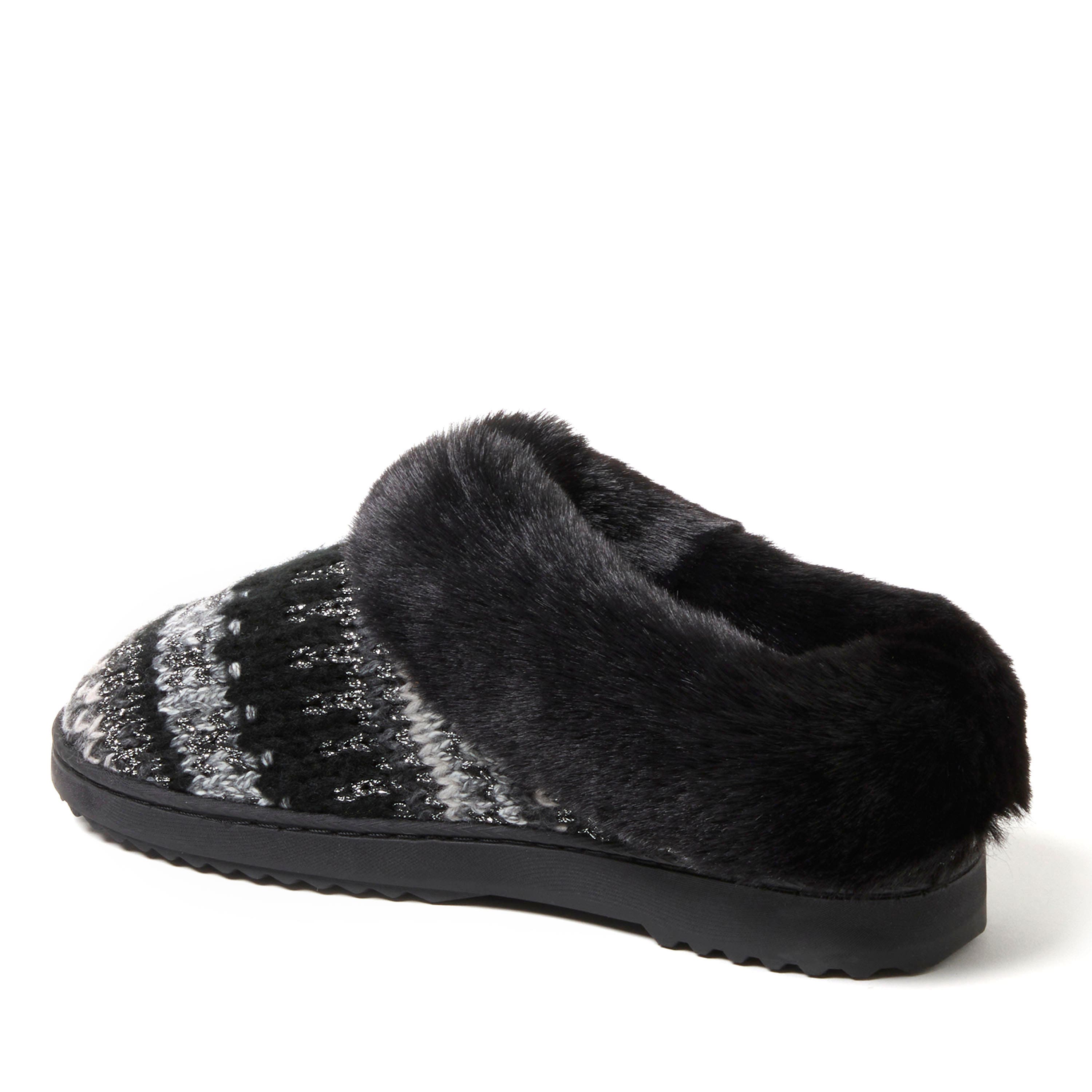 DEARFOAMS Hannah Festive Knit Clog Slipper, Alternate, color, Black