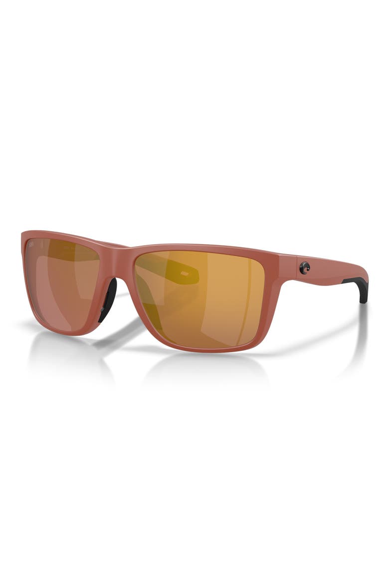 58mm Broadbill II Polarized Rectangle Sunglasses, Alternate, color, MATTE TERRA COTTA / GOLD 580G