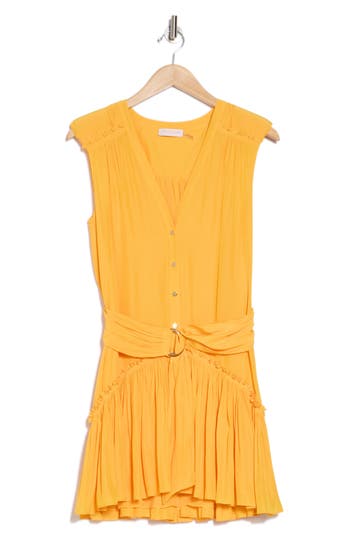 Ramy Brook Miley Sleeveless Button-front Mini Dress In Yuzu