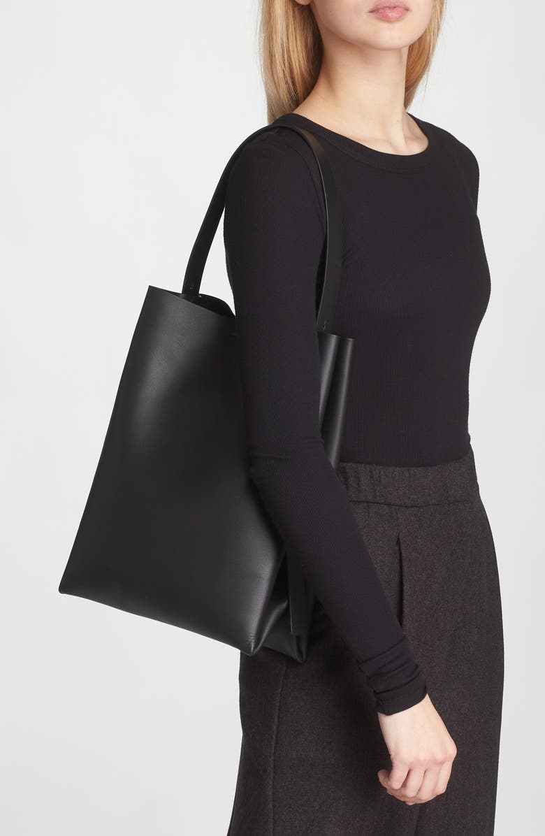 COS Folded Leather Shopper, Alternate, color,