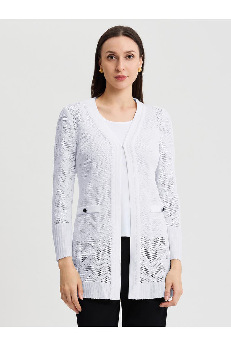 Heritage Pointelle Braided Trim Knit Cardigan, Alternate, color, New Ivory