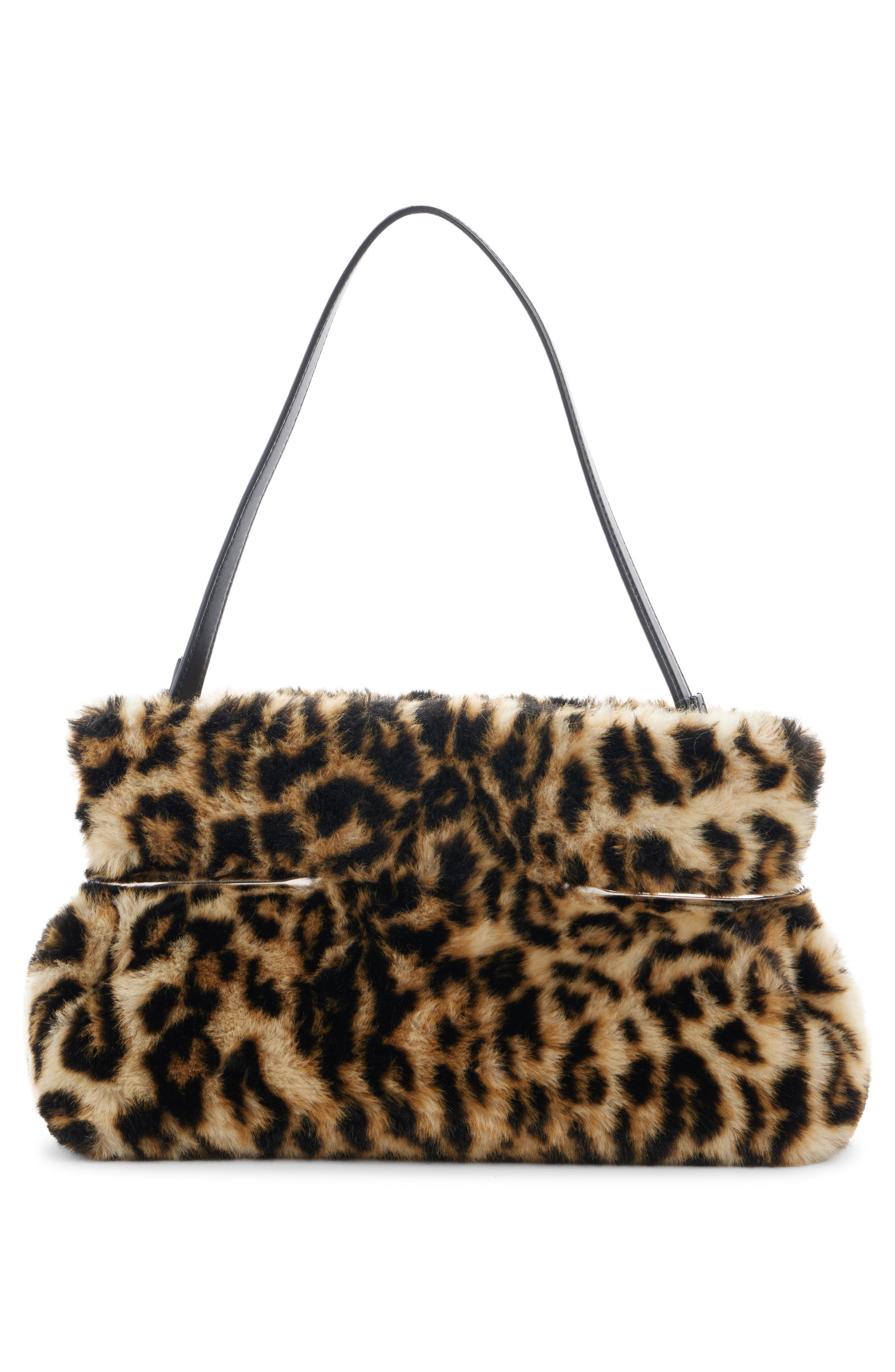 Pinch Leopard Print Leather Clutch, Alternate, color, BLACK/BEIGE