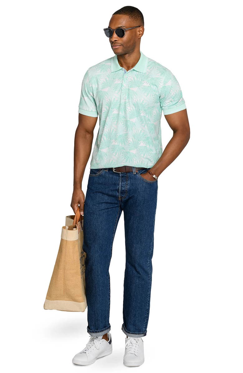 CONSTRUCT Slim Fit Leaf Polo Short Sleeve Shirt, Alternate, color, Mint