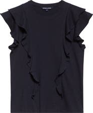 Veronica Beard Bea Ruffle Pima Cotton T-Shirt