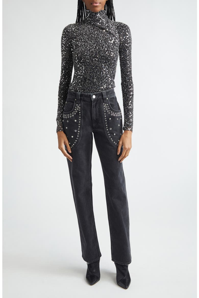 Lou Sequin High Neck Top, Alternate, color, SILVER