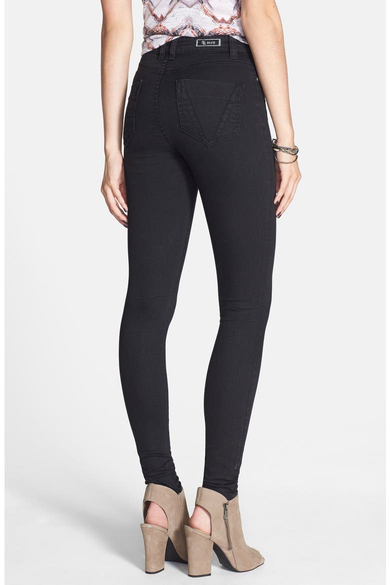 'Elle' High Waist Skinny Jeans, Alternate, color, BLACK