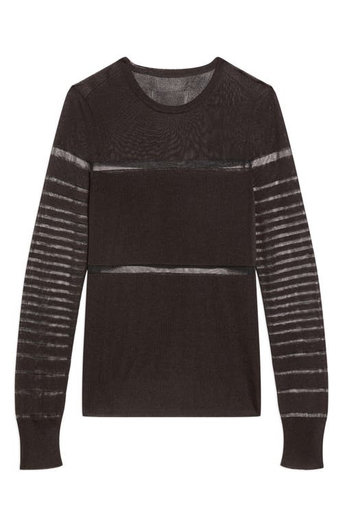 Helmut Lang Burnout Stripe Sheer Top In Black