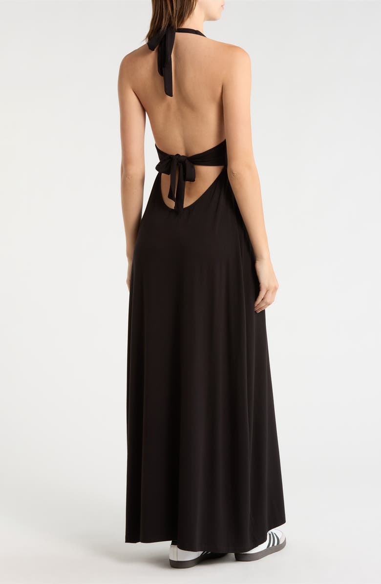 PacSun Alexa Plunge Halter Neck Midi Dress, Alternate, color, Black