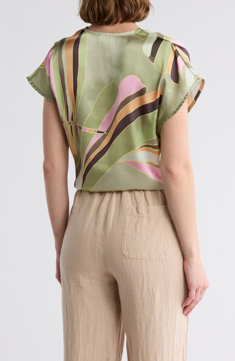 Elan Palm Print Surplice Neck Cover-Up Crop Top, Alternate, color, Green Manila Print