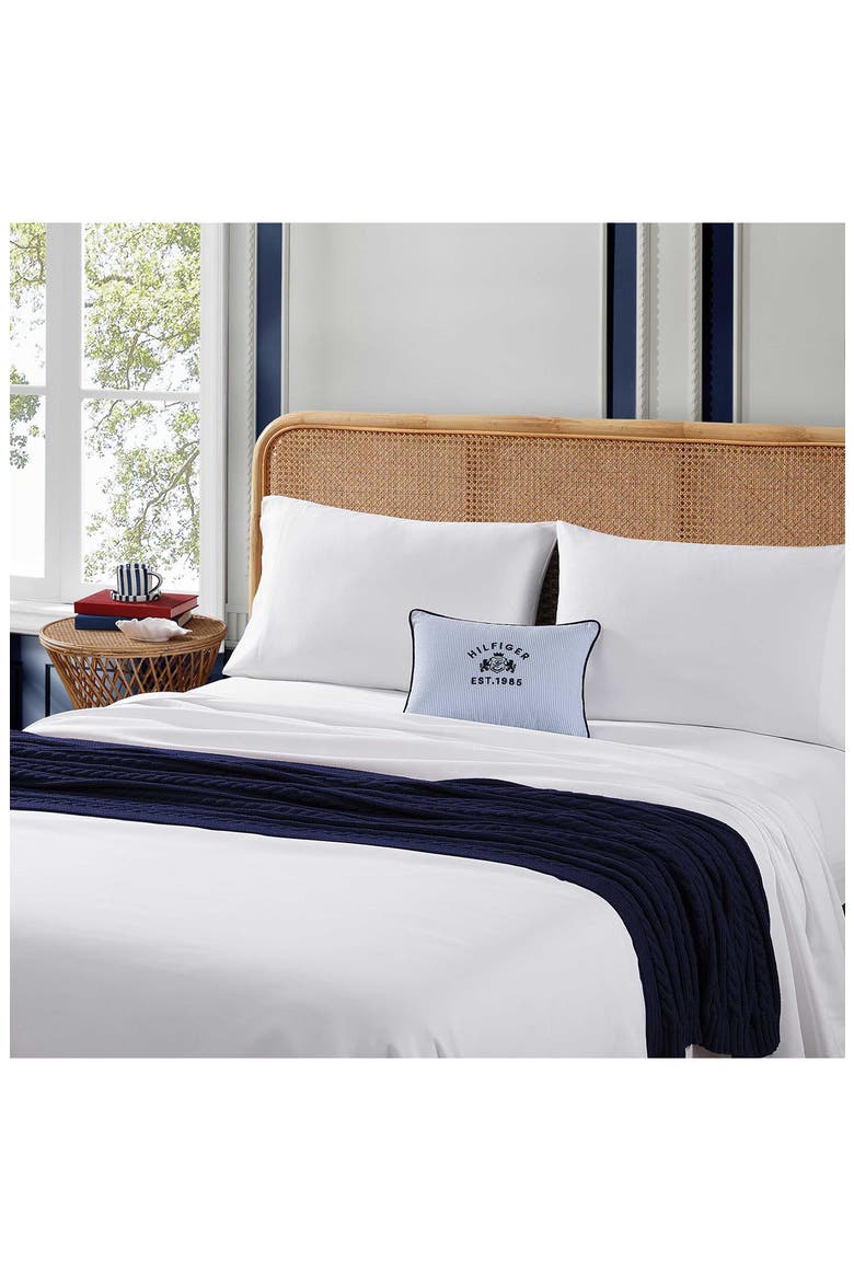 Crest Accent Pillow, Alternate, color, BLUE/ WHITE