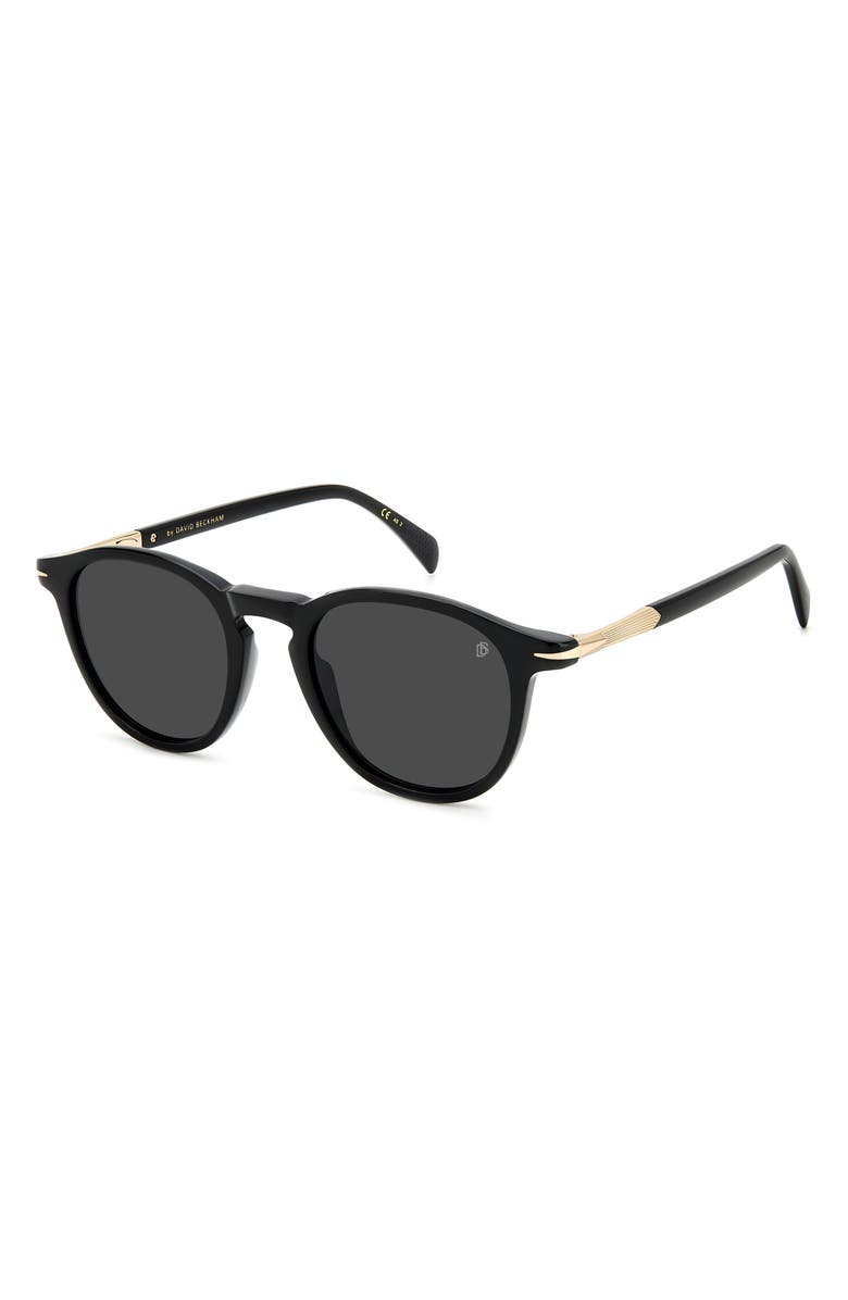 David Beckham Eyewear 49mm Round Sunglasses, Alternate, color, Black Gold