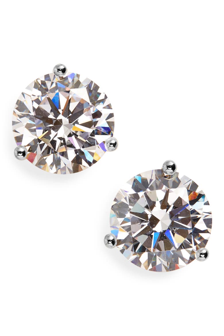 Cubic Zirconia Earrings - 4ct., Main, color, PLATINUM