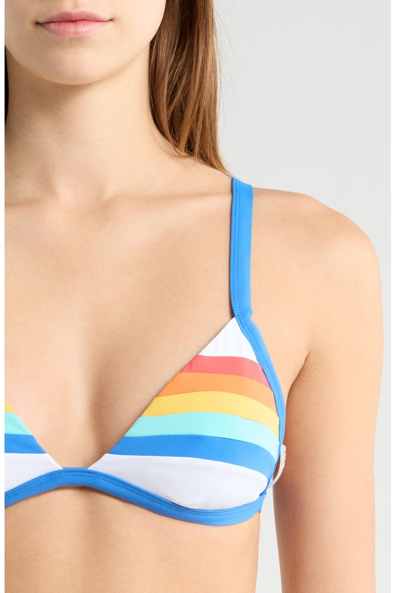 Surf Stripe Triangle Bikini Top, Alternate, color, WHITE