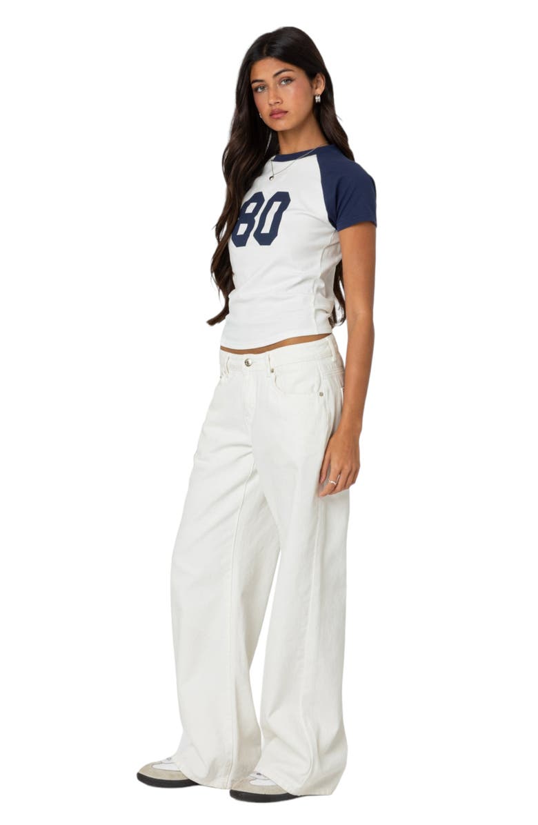 EDIKTED '80s Colorblock Cotton Graphic T-Shirt, Alternate, color, White