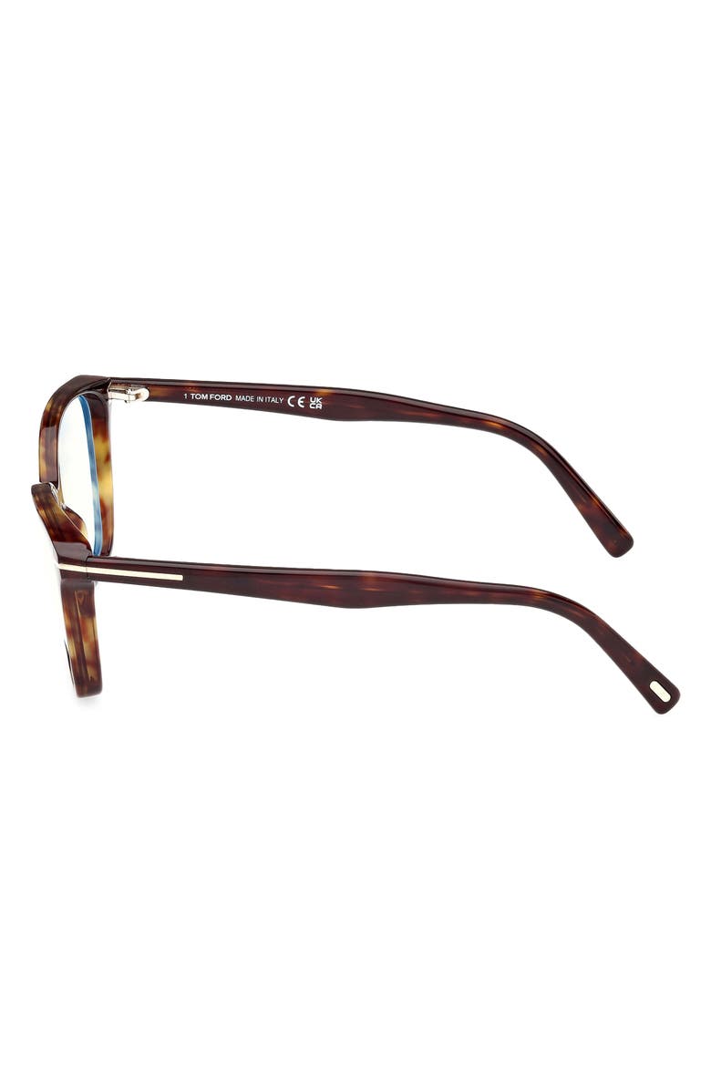 TOM FORD 56mm Cat Eye Blue Light Blocking Optical Glasses, Alternate, color, Havana Eco / T Logo
