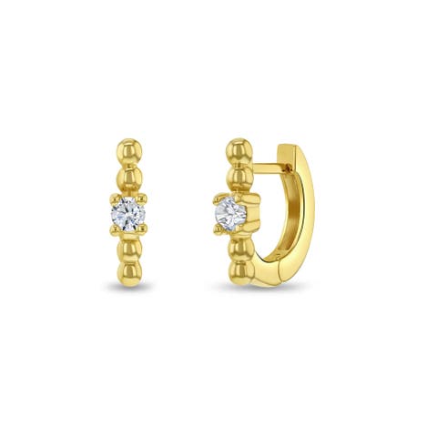 14k Polished Front Cubic Zirconia Hoops