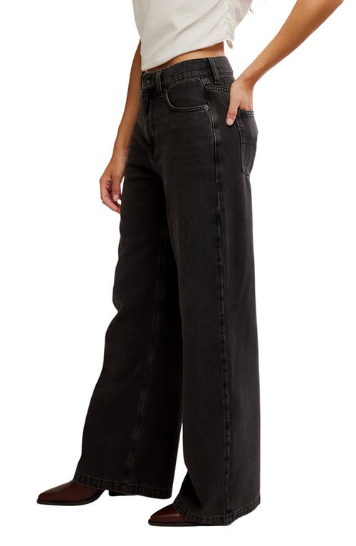 Free People Stride High Waist Wide Leg Jeans In Black