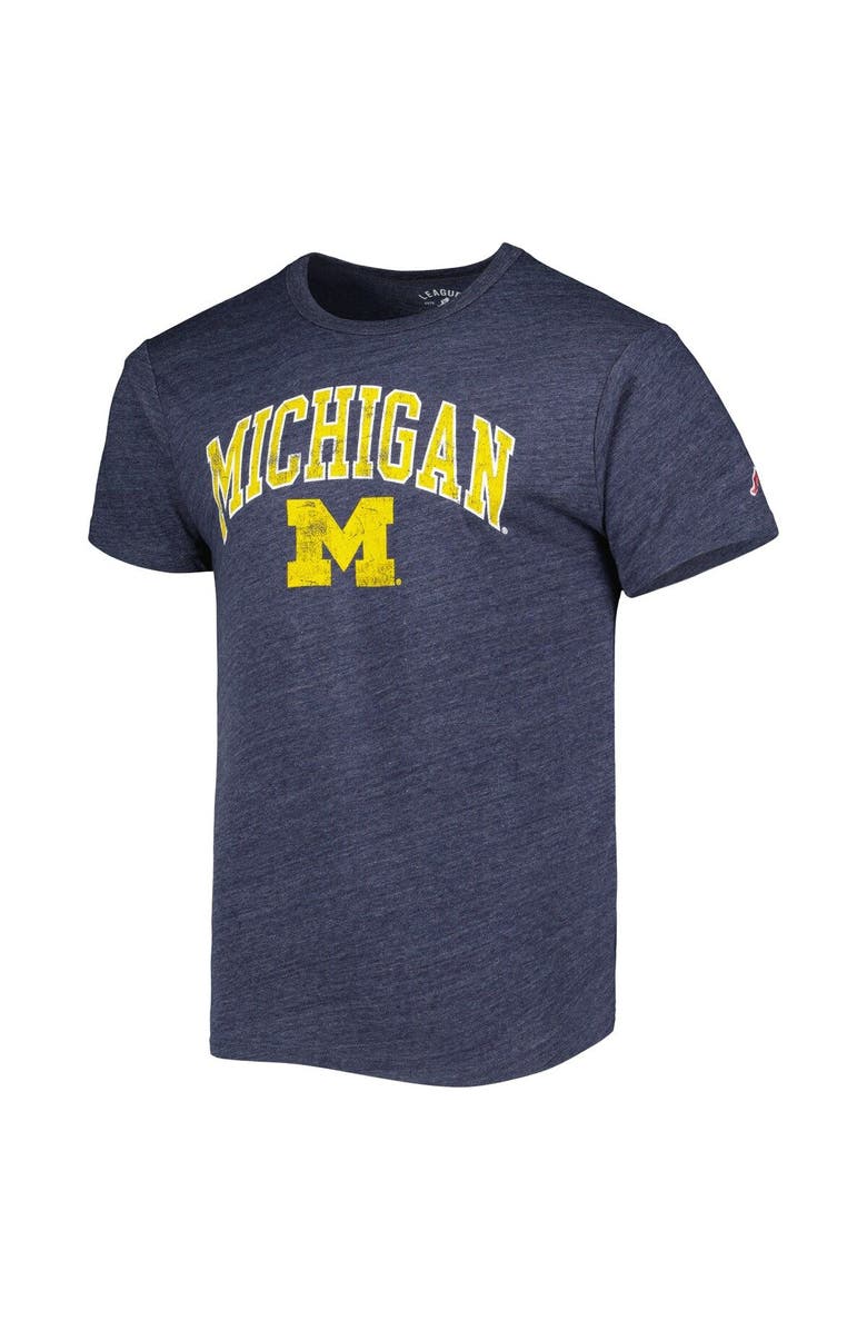 LEAGUE COLLEGIATE WEAR Men's League Collegiate Wear Heather Navy Michigan Wolverines 1965 Arch Victory Falls Tri-Blend T-Shirt, Alternate, color, 
