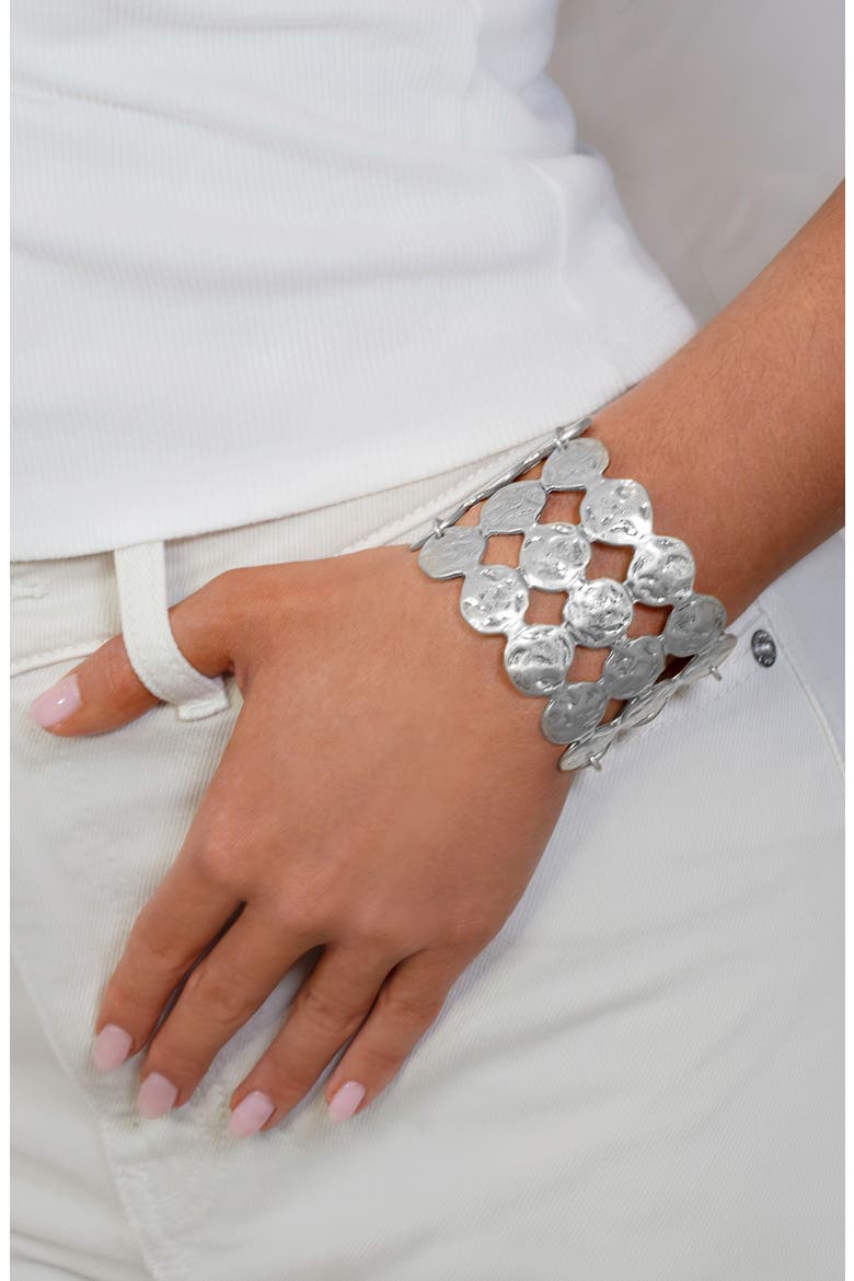 Ophelia Disc Statement Cuff, Alternate, color, SILVER