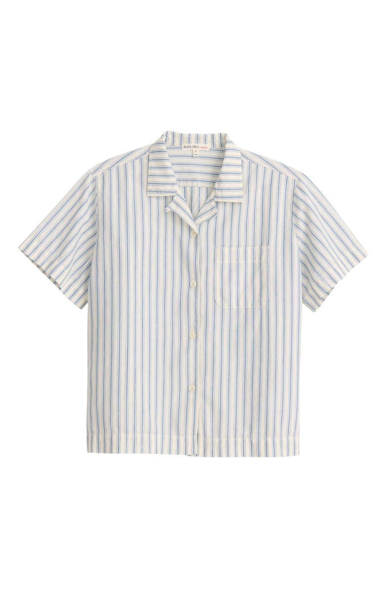 Alex Mill Ticking Stripe Cotton & Linen Camp Shirt, Main, color, 