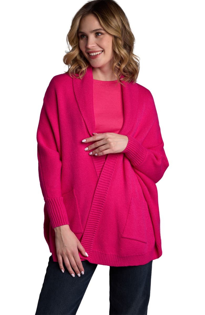 SAACHI Oversize Ribbed Knit Cardigan, Alternate, color, Fuschia
