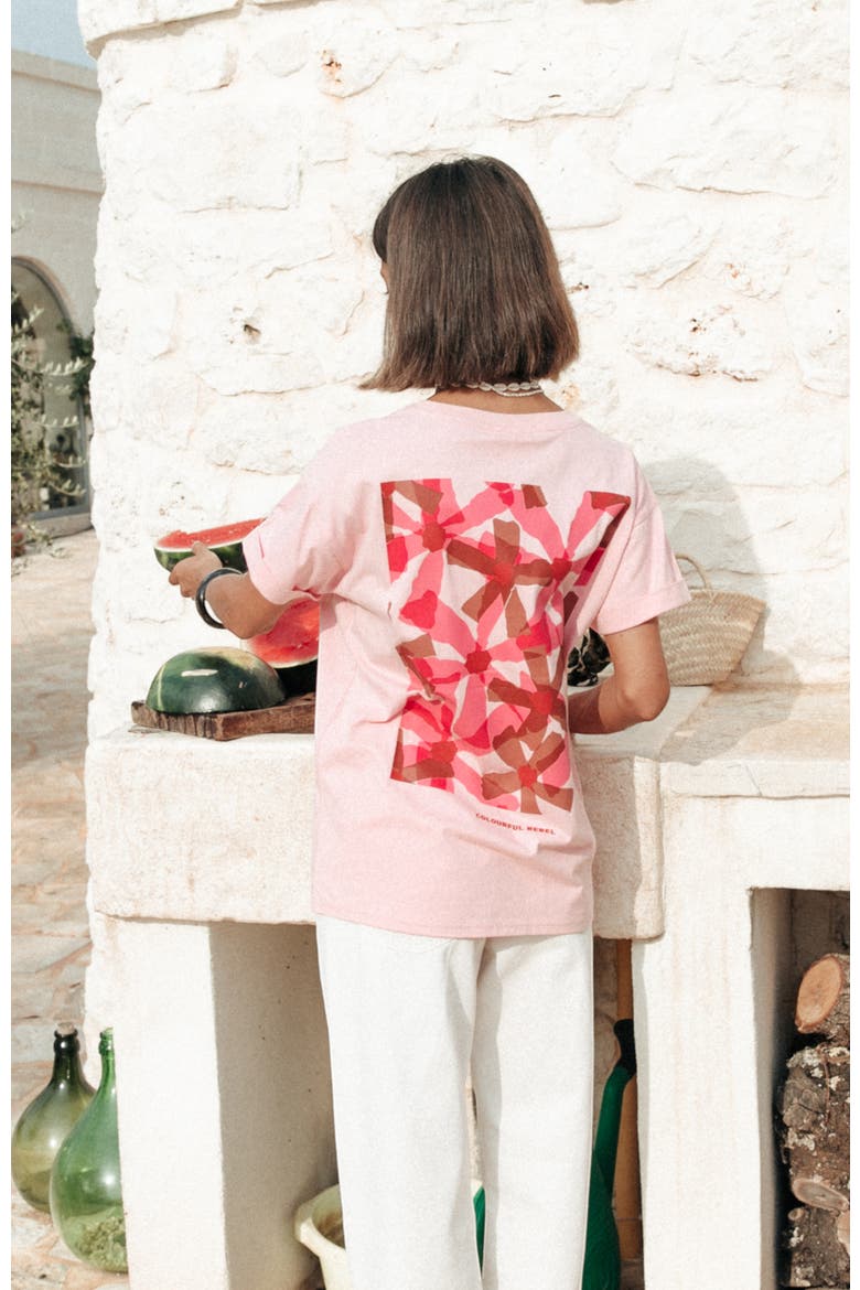 Flower Square Boxy Tee, Alternate, color, Fresh pink
