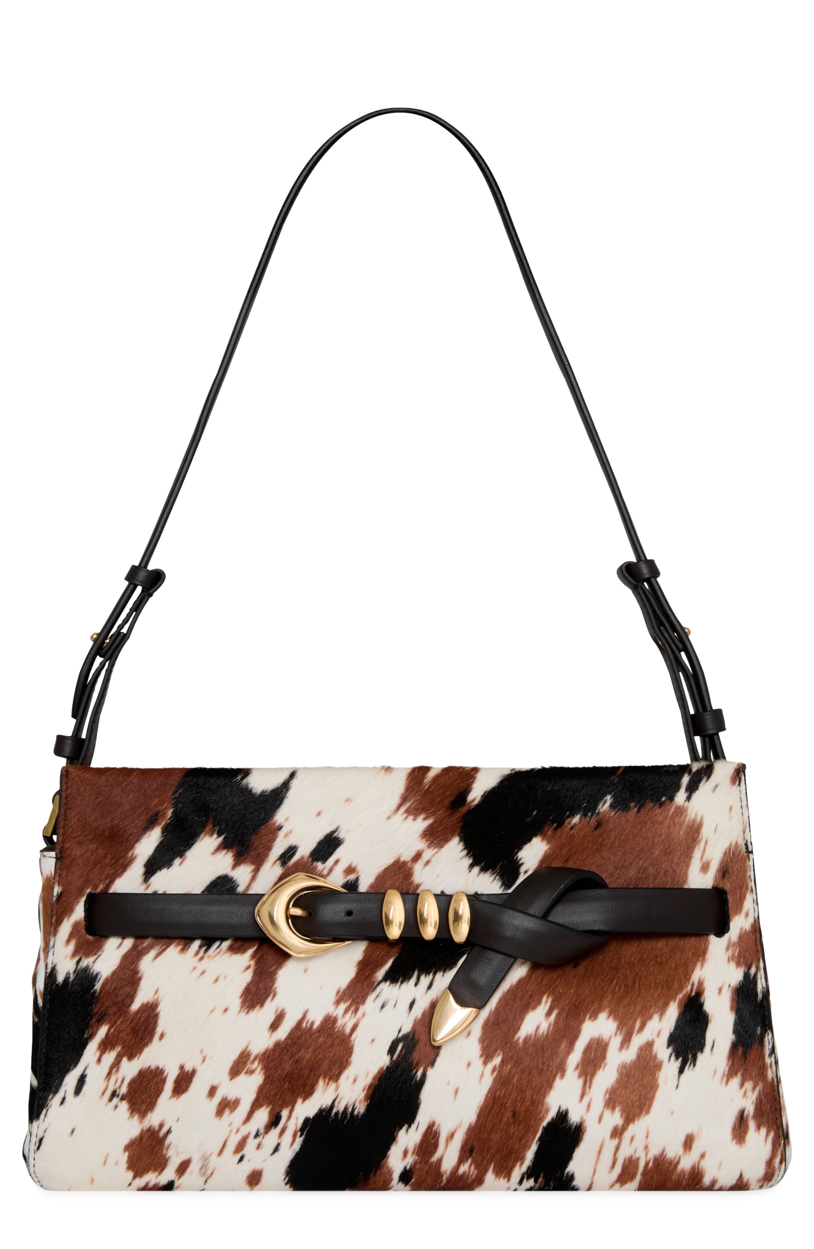 Miller Calf Hair Shoulder Bag, Main, color, BROWN/ WHITE