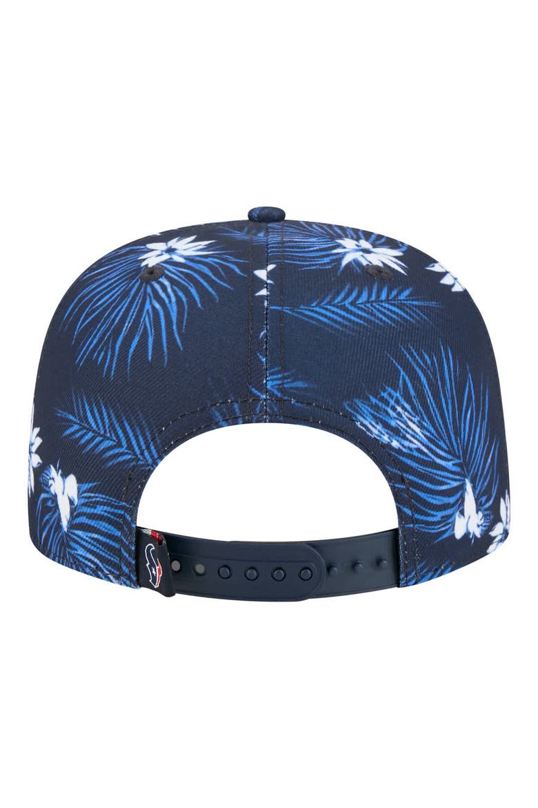 Men's New Era  Navy Houston Texans Palm Print A-Frame 9FIFTY Snapback Hat, Alternate, color, Navy