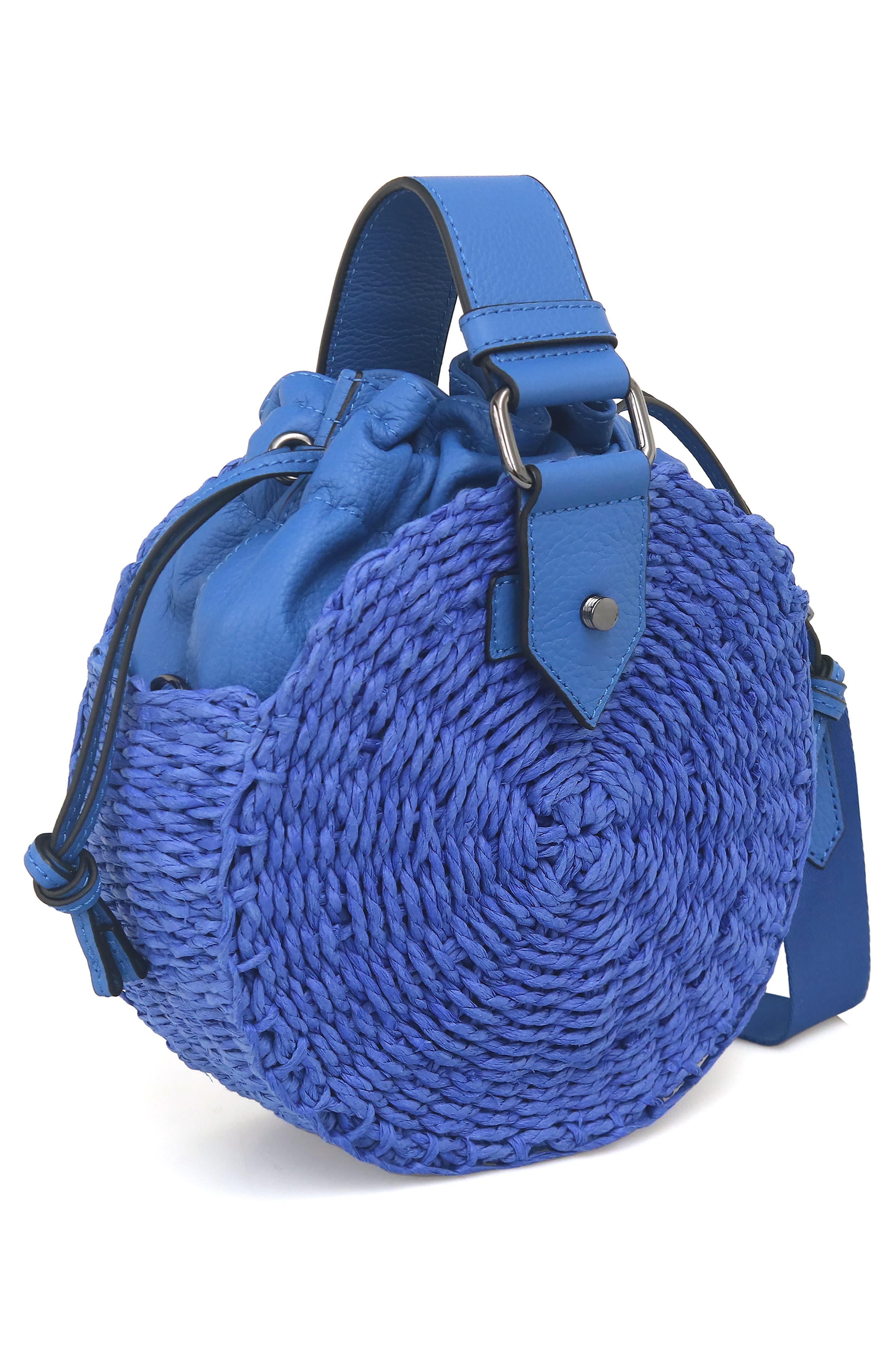 Montauk Woven Straw Crossbody Bag, Alternate, color, SURFBLUE