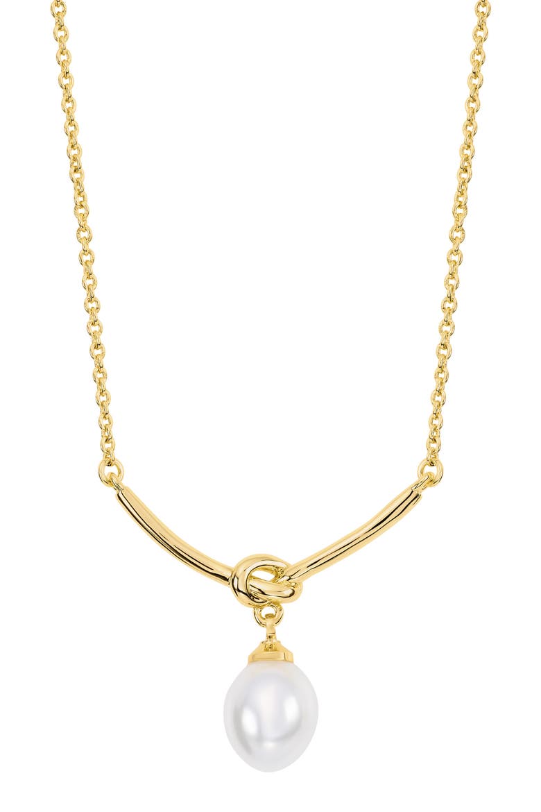 Faux Pearl Pendant Necklace, Main, color, GOLD