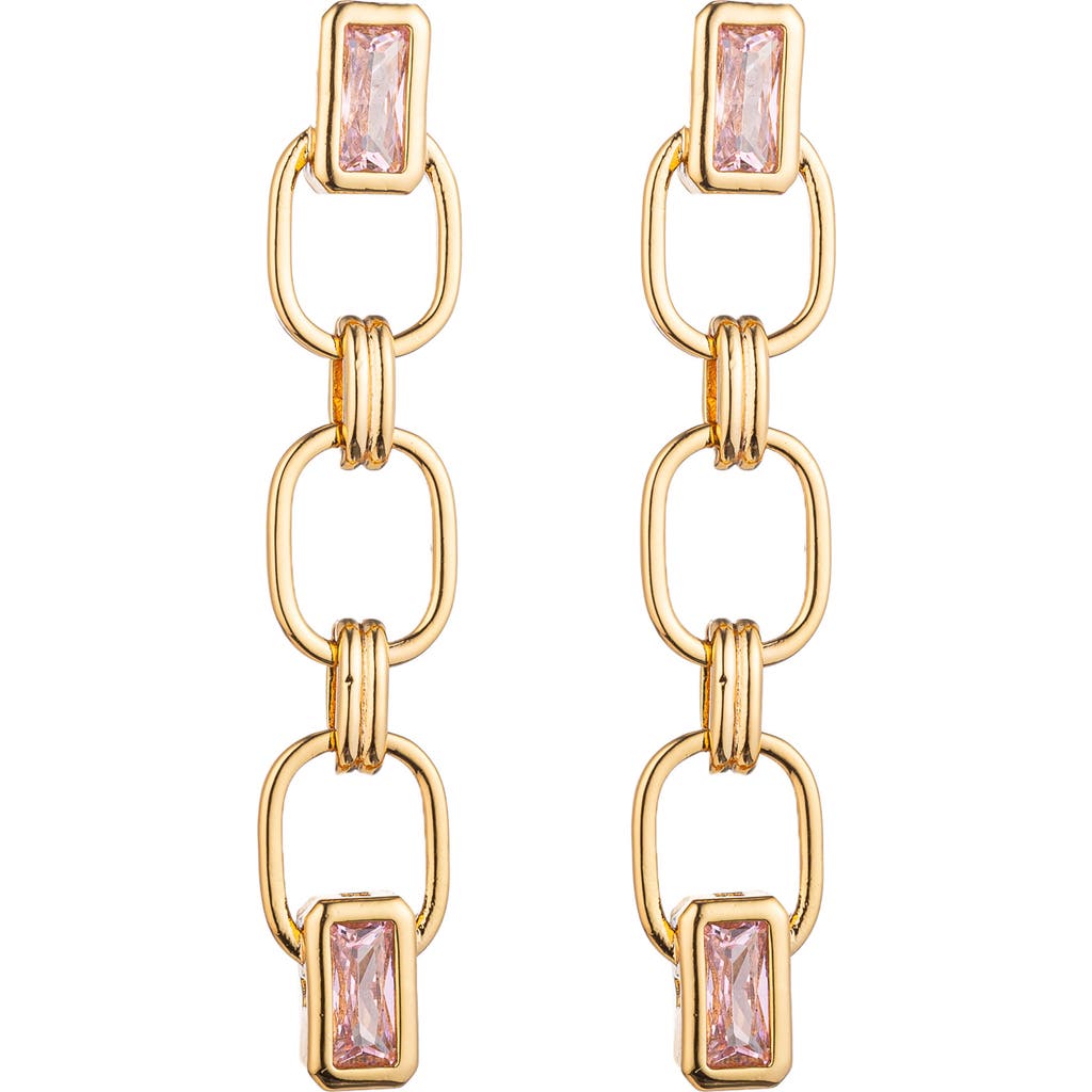 Eye Candy Los Angeles Aveline Cubic Zirconia Chain Drop Earrings In Gold