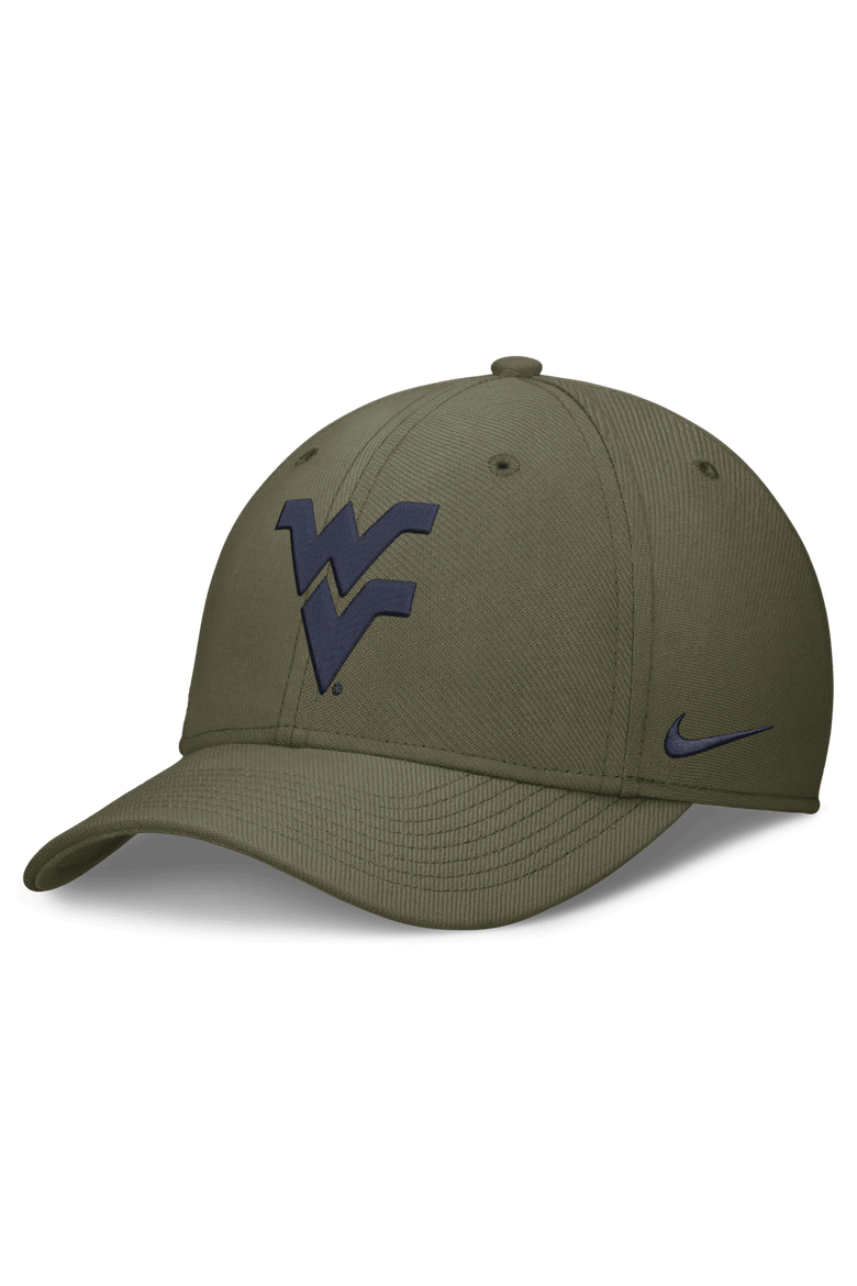 Men's Nike  Olive West Virginia Mountaineers Primetime SwooshFlex Dri-FIT Hat, Main, color, Olive